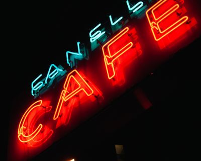 Close-up image of neon sign