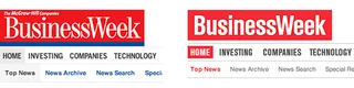 Before and after screenshots of the BusinessWeek.com website navigation
