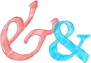 An illustration of two overlapping ampersands of different styles