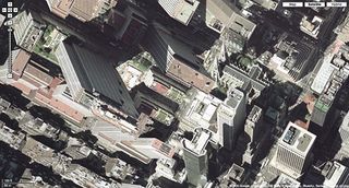 Satellite view of Manhattan buildings overlapping in unrealistic ways