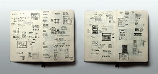 Photo of sketchbook with drawings in it
