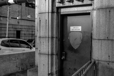 Door labelled “Unisex Bathroom” near entrance to Holland Tunnel