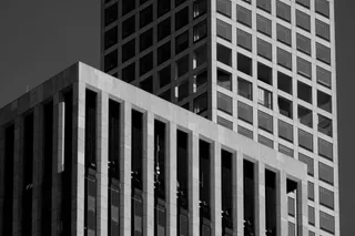 Close-up of modernist concrete building