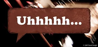 Illustration of a speech balloon with the word “Uhh” written on it